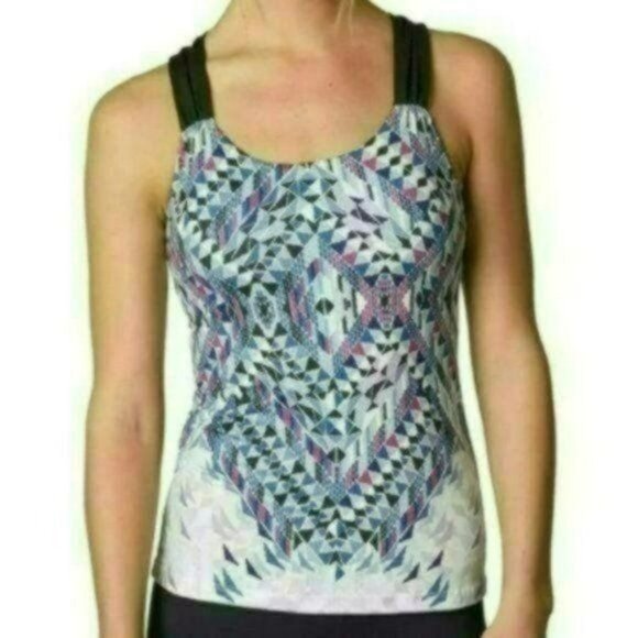 Prana Phoebe Women's Small Purple Multicolor Crisscross Strap Support Tank Top - Picture 1 of 8